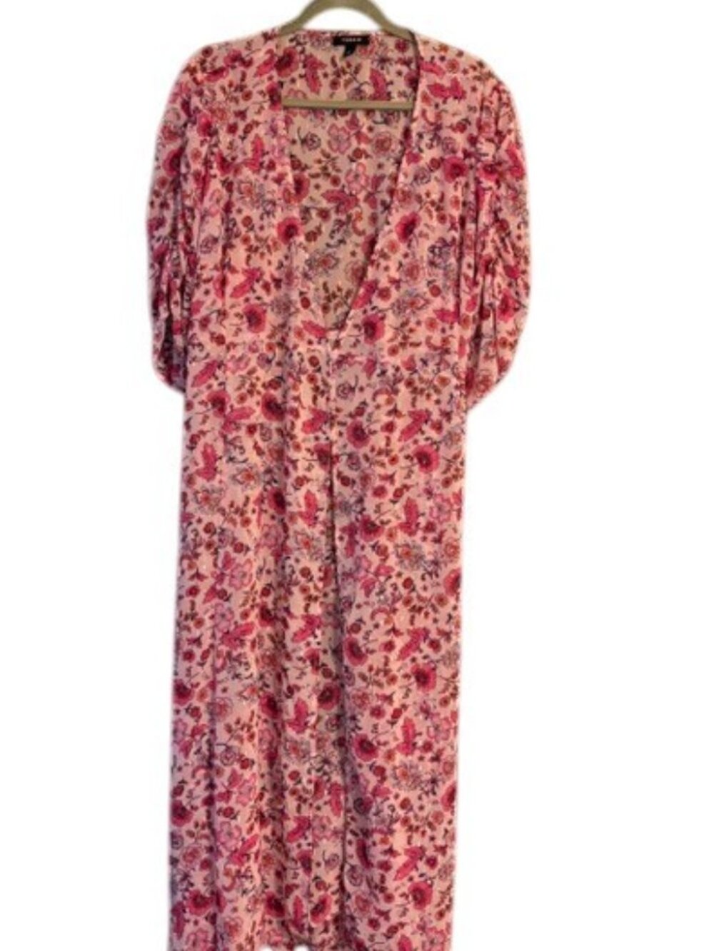 Torrid Pink Floral Ruched Sleeve Chiffon Duster Kimono NWT 4X